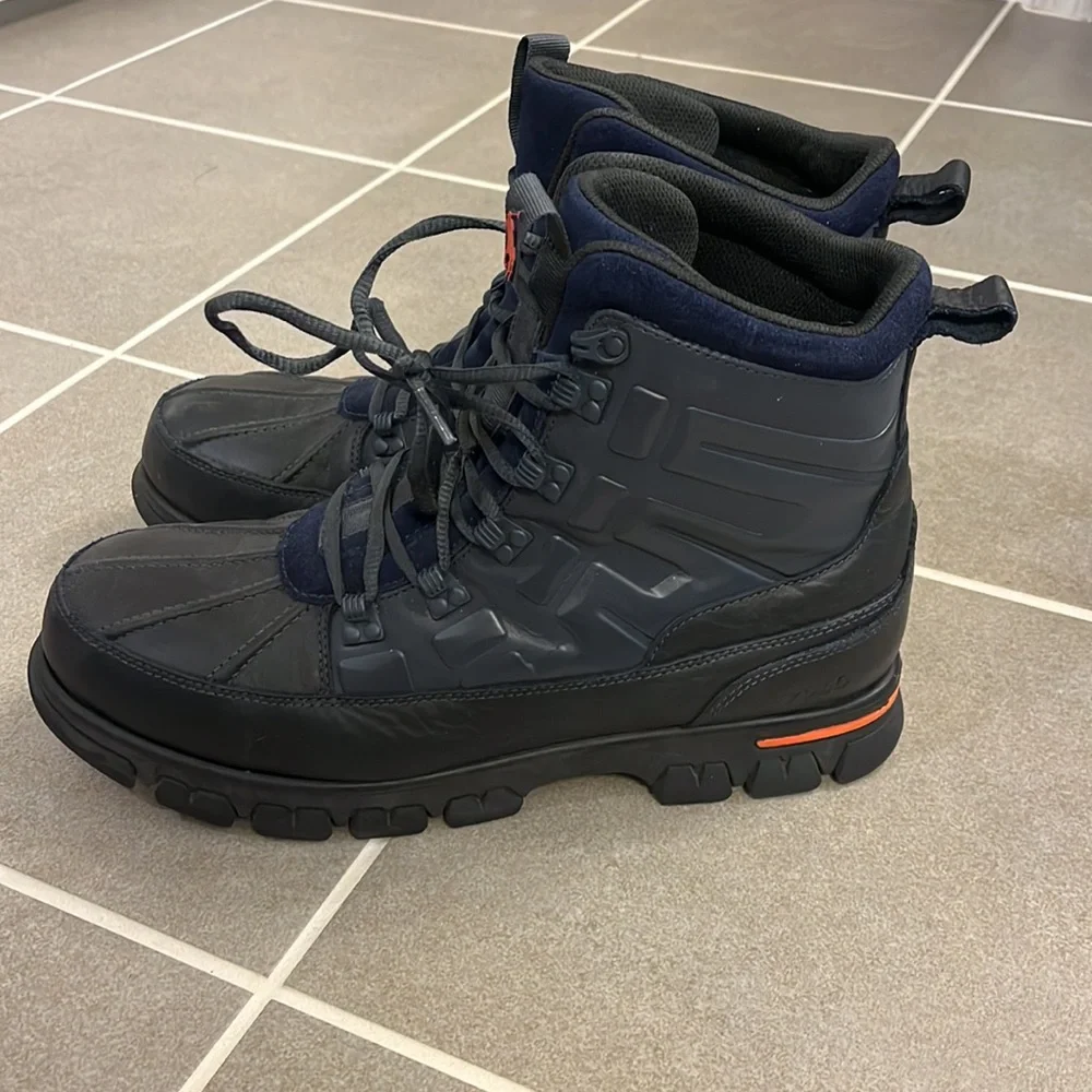 Polo Ralph Lauren Delton Winter Boots navy blue orange Mens Size 12